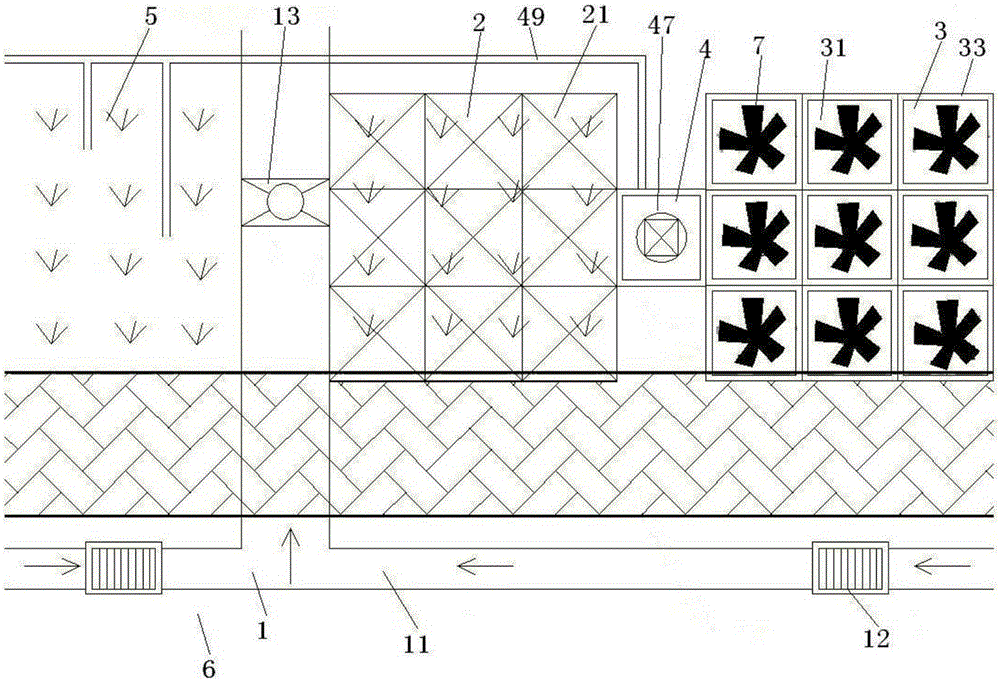 A treatment device for initial runoff rainwater interception on urban pavement