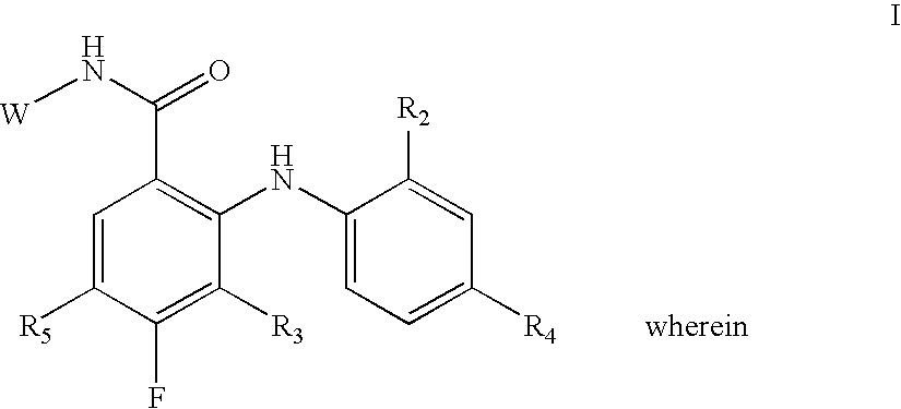 N-(4 substituted phenyl)-anthranilic acid hydroxamate esters