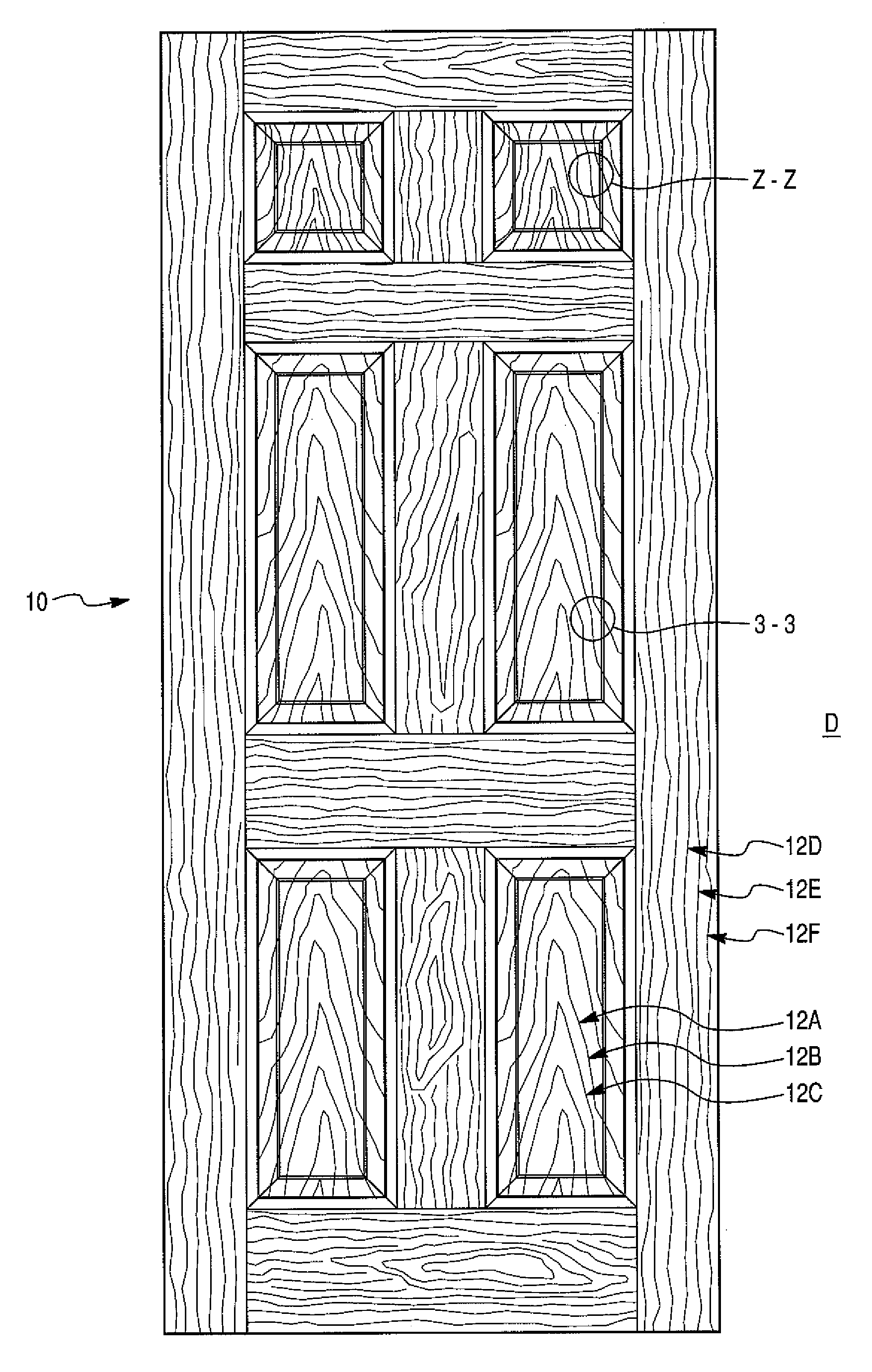 Door skin, a method of etching a plate, and an etched plate formed therefrom