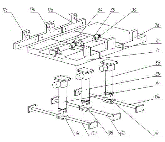 Three-foot stair climbing device and implementing method thereof