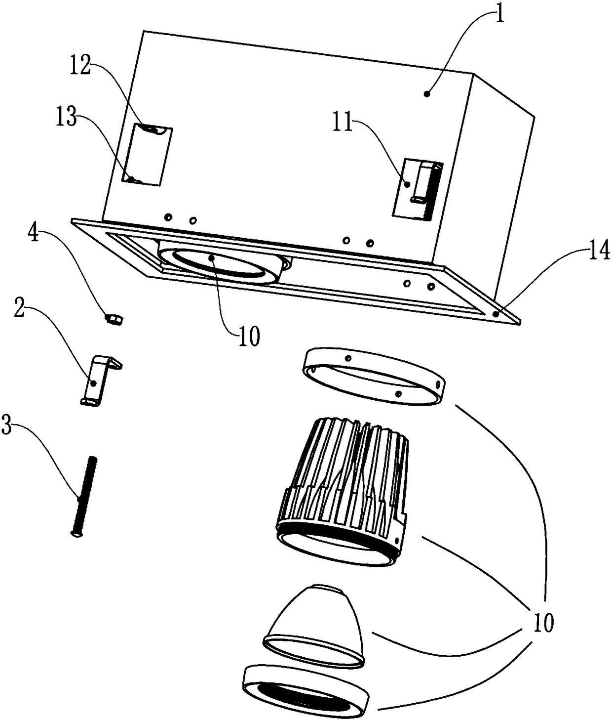Downward-pressing type fixing device for ceiling
