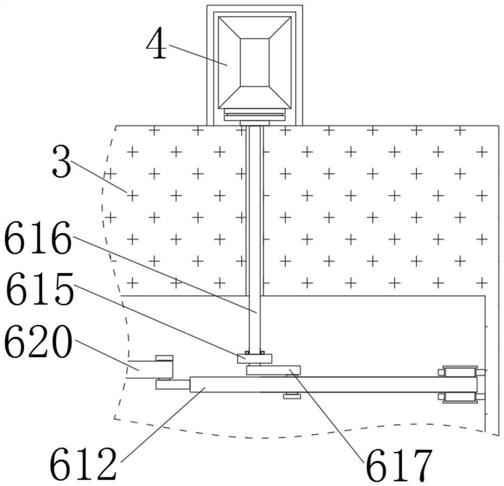 A surface cement cleaning device for tiling equipment at the half waist of an indoor wall