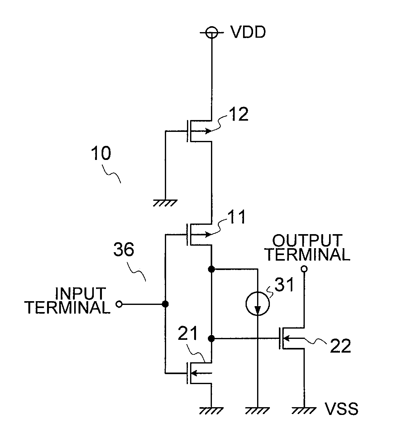 Output circuit, temperature switch IC, and battery pack