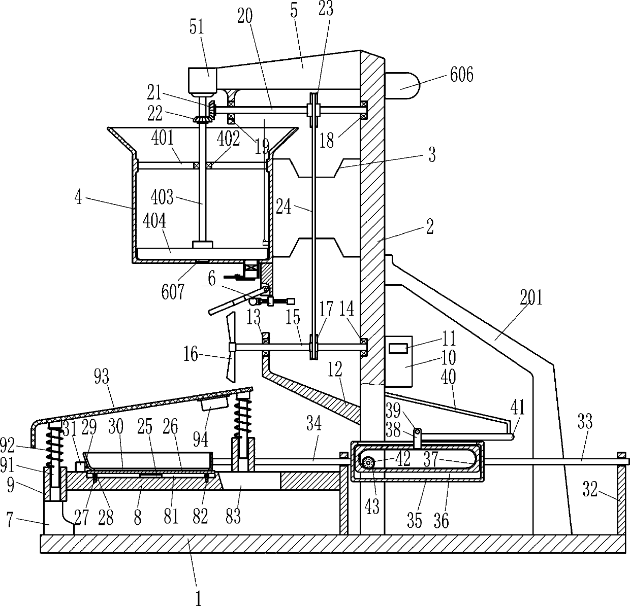 Intelligent sieving device for oil sunflower seeds