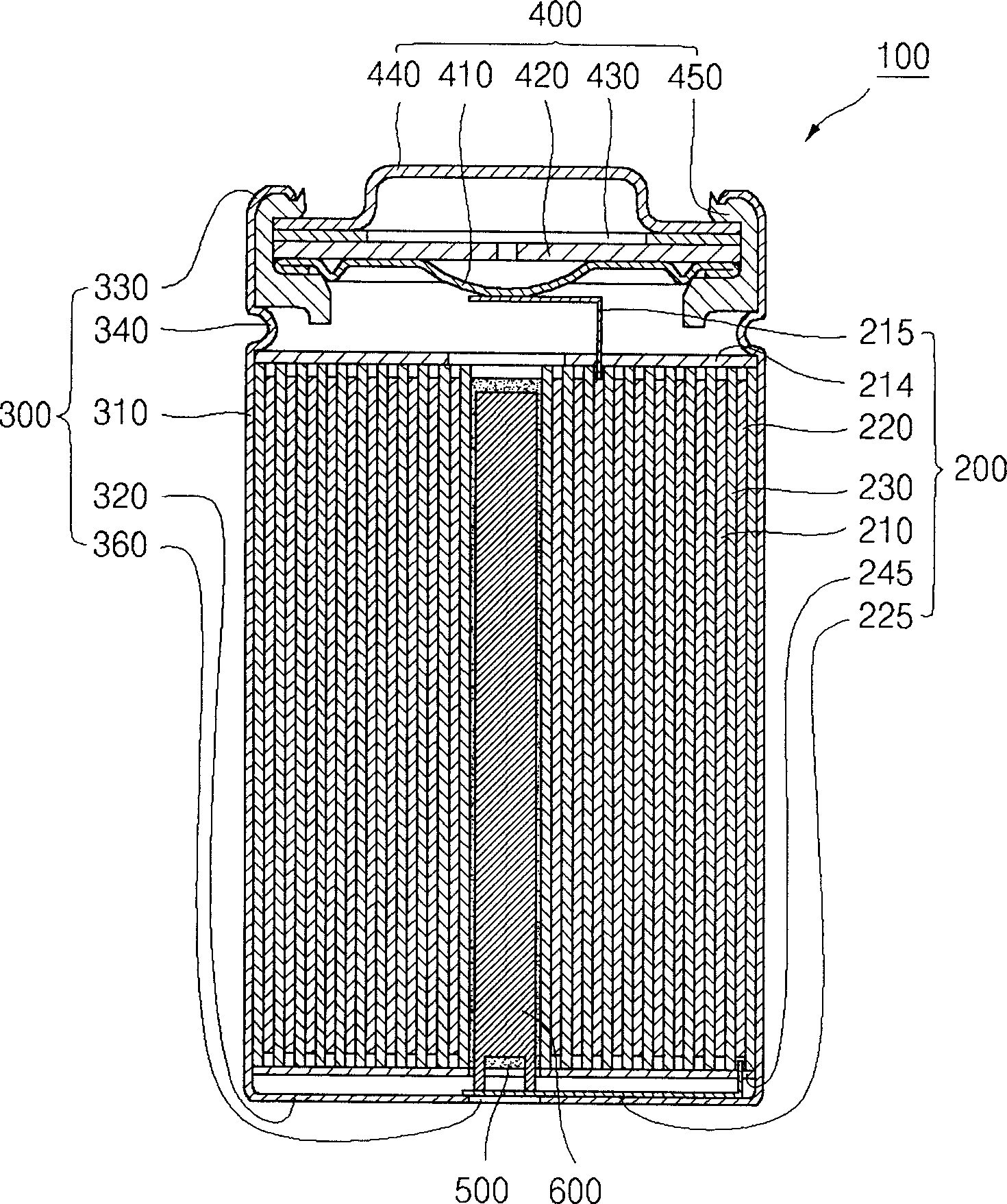 Cylindrical lithium rechargeable battery and method for fabricating the same