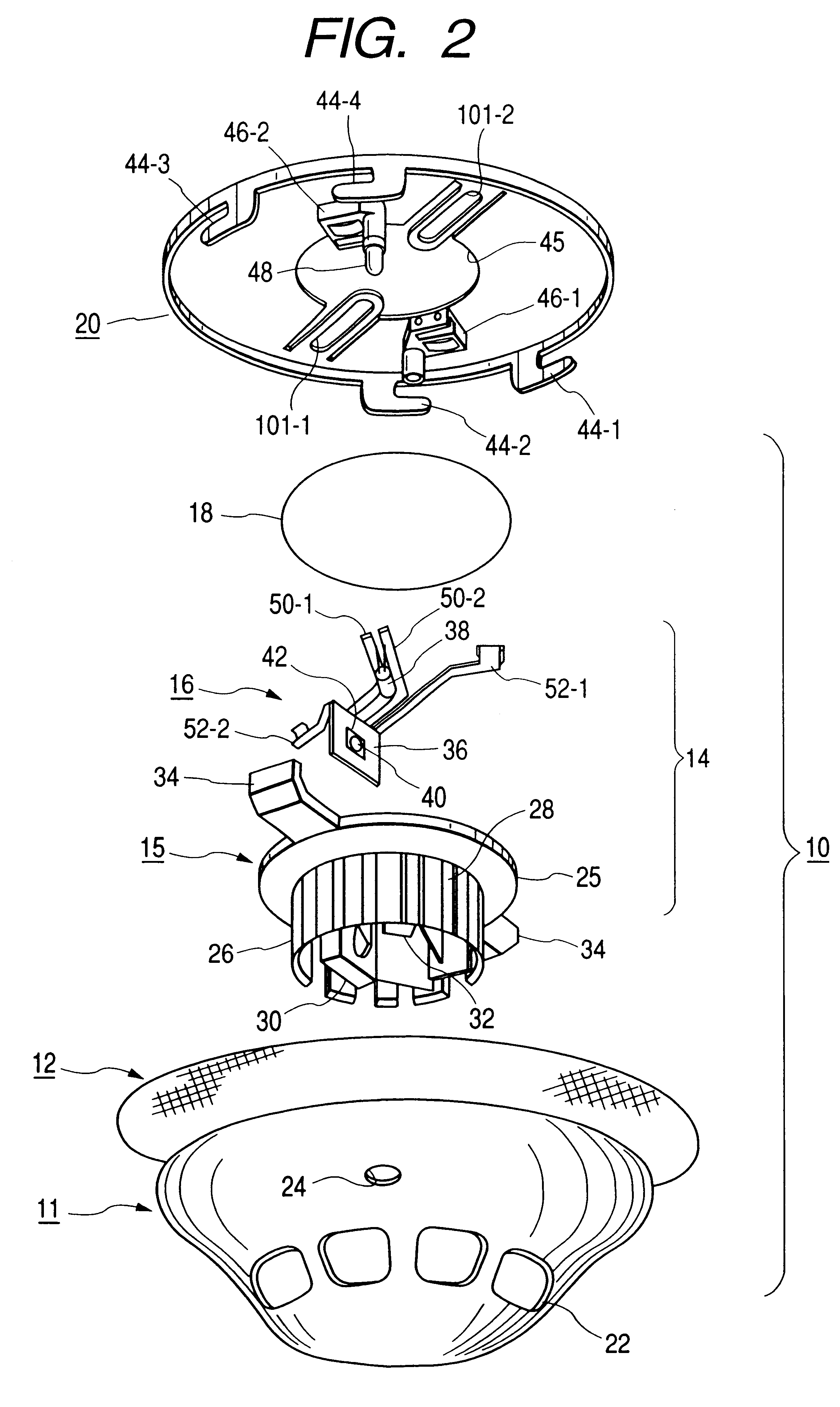 Photoelectric smoke detector, and smoke detection section assembly