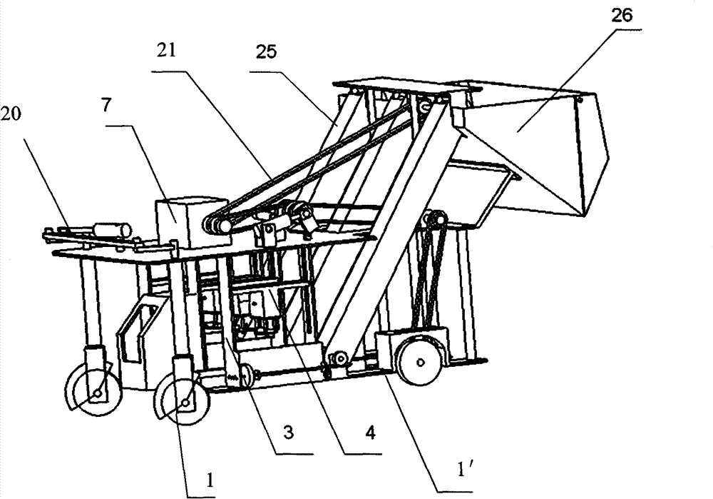 Tobacco harvesting machine with turntable slider mechanism