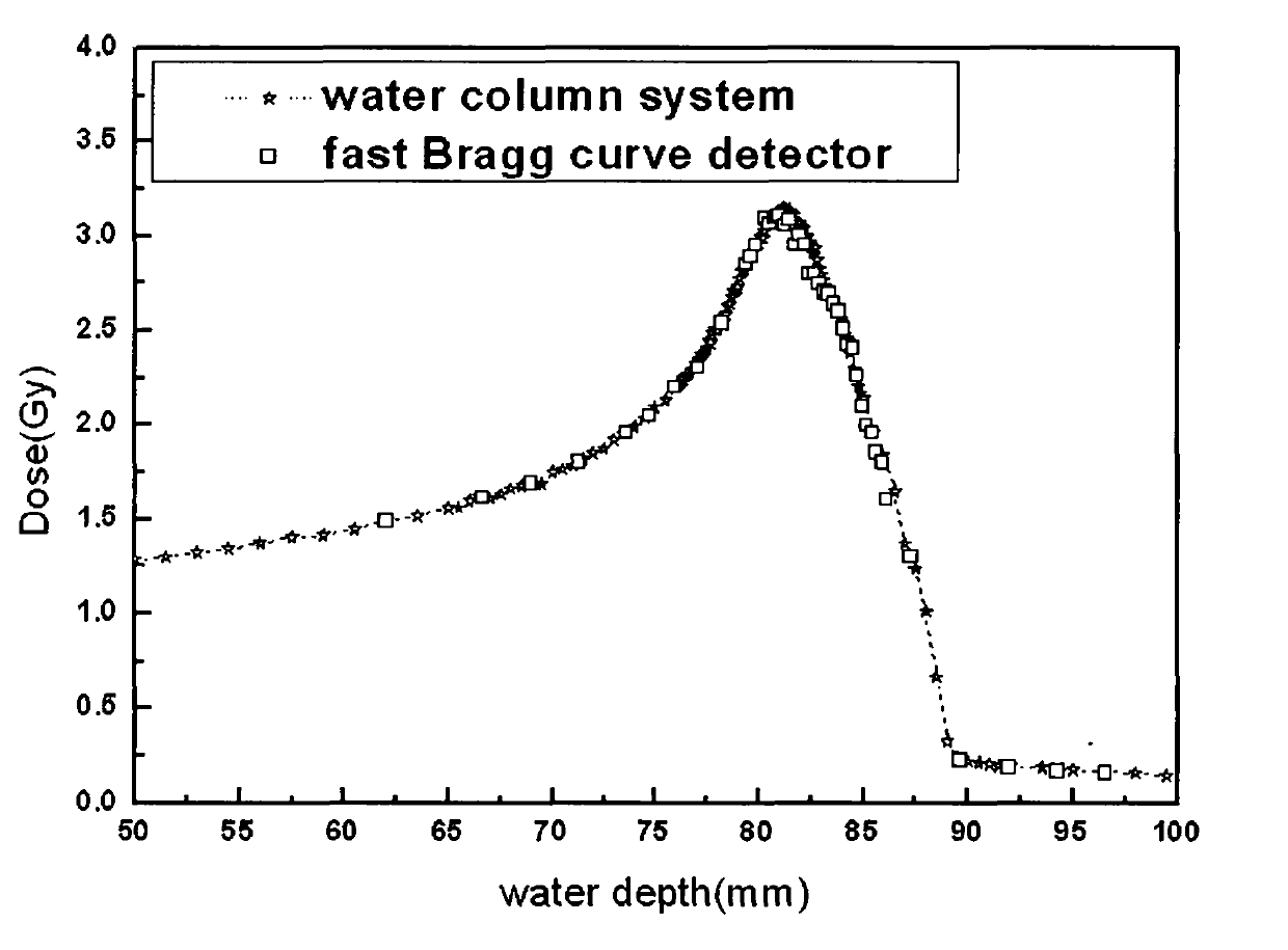 Bragg curve detector for quick measurement in heavy-ion cancer therapy and using method thereof