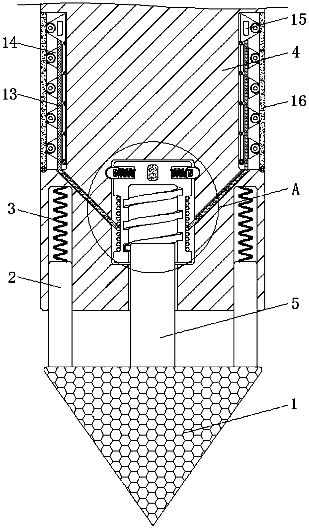 Pressing-type automatic unfolding anti-loosening grounding pile for building