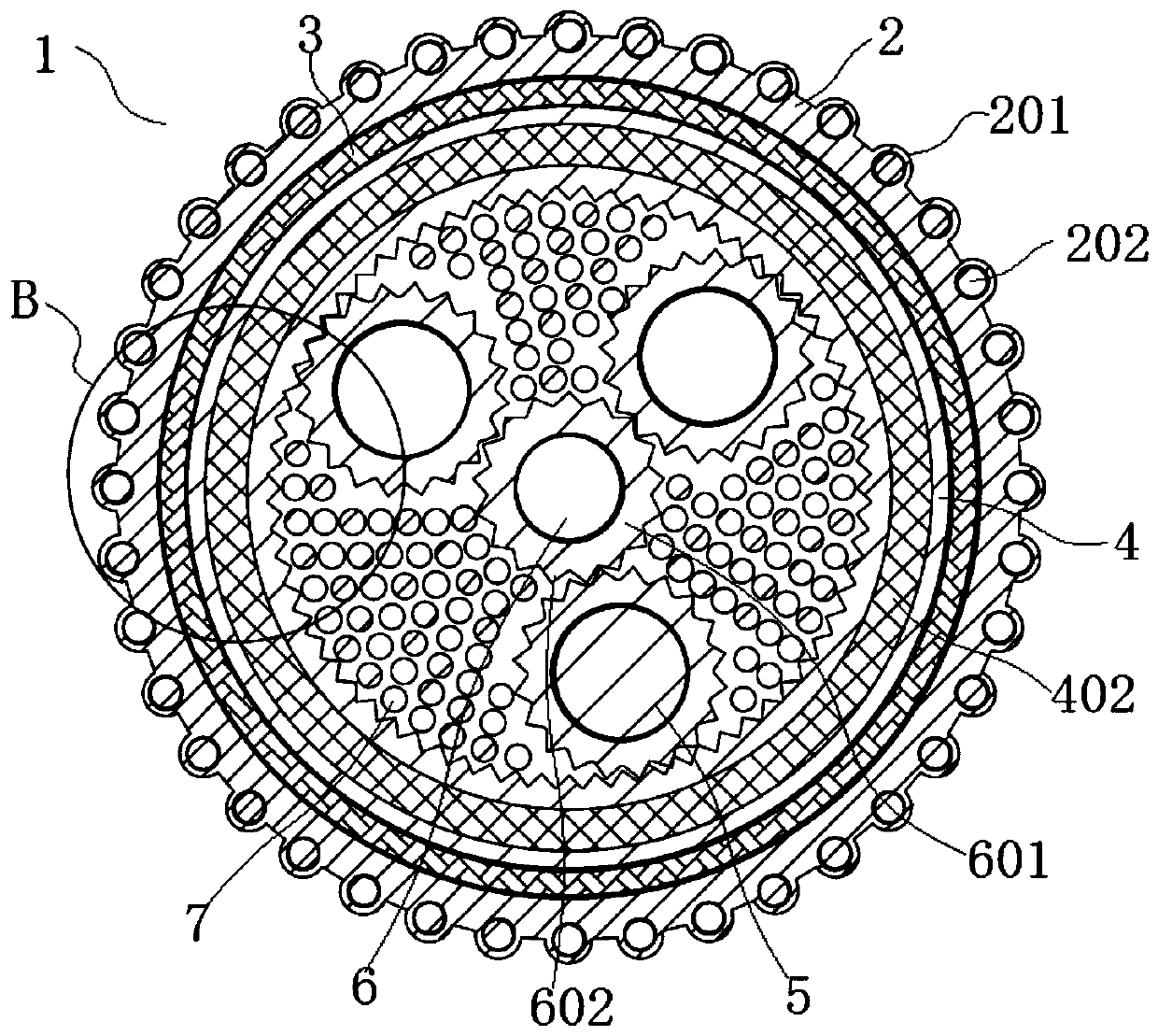 Multilayer slurry-resistant fireproof cable