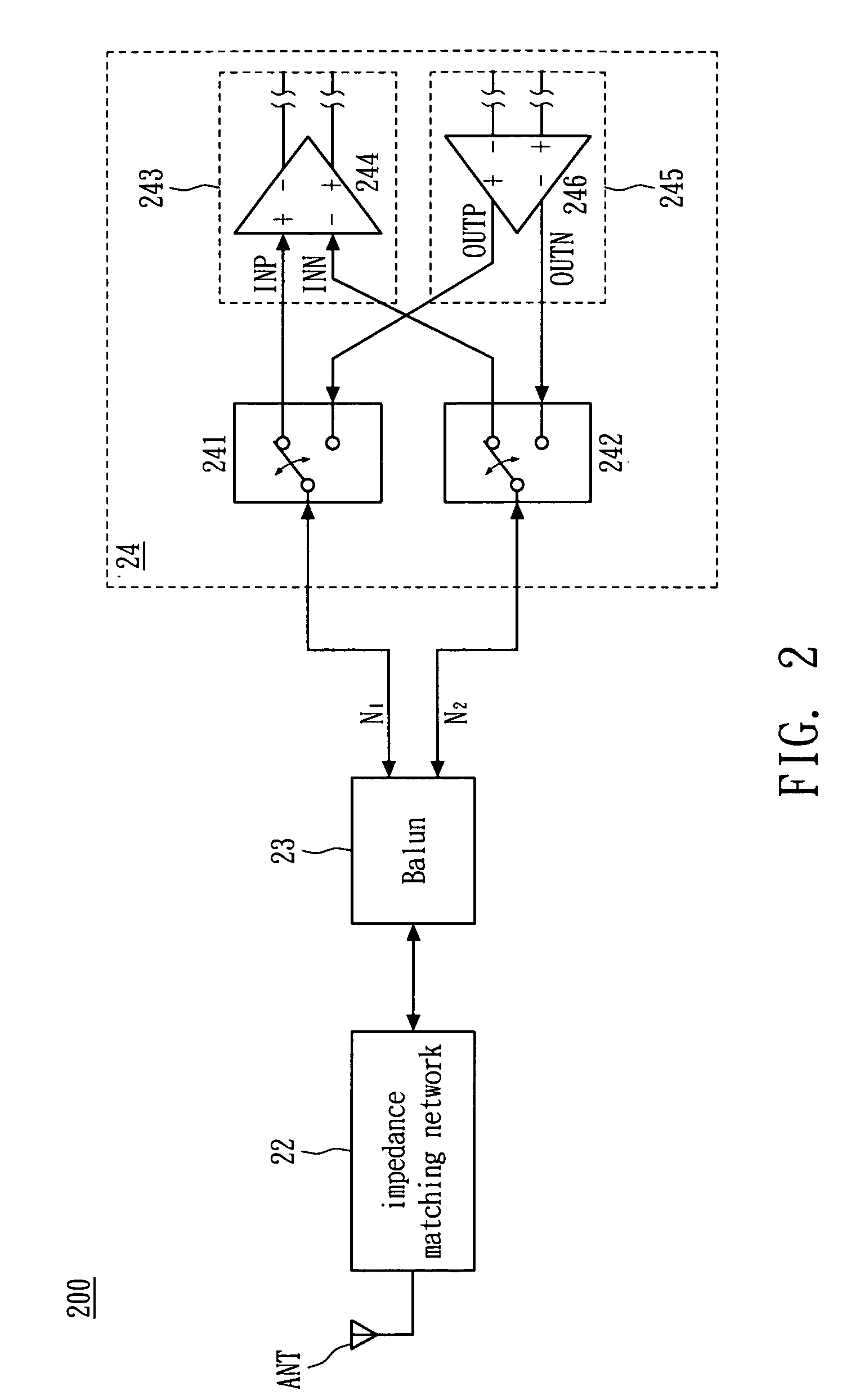 Front-end architecture of RF transceiver and transceiver chip thereof
