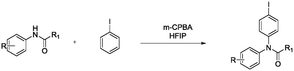 Preparation method of iodobenzene para-amination compound promoted by m-chloroperoxybenzoic acid