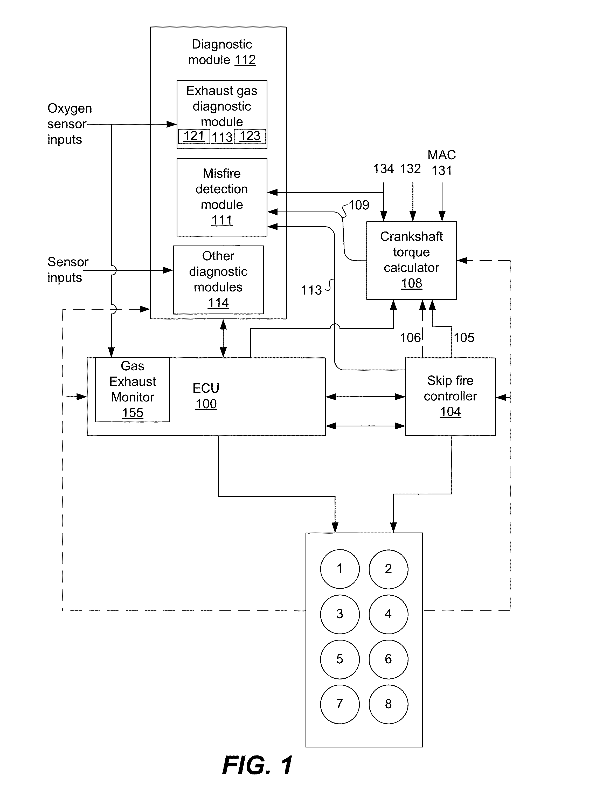 Engine diagnostics with skip fire control