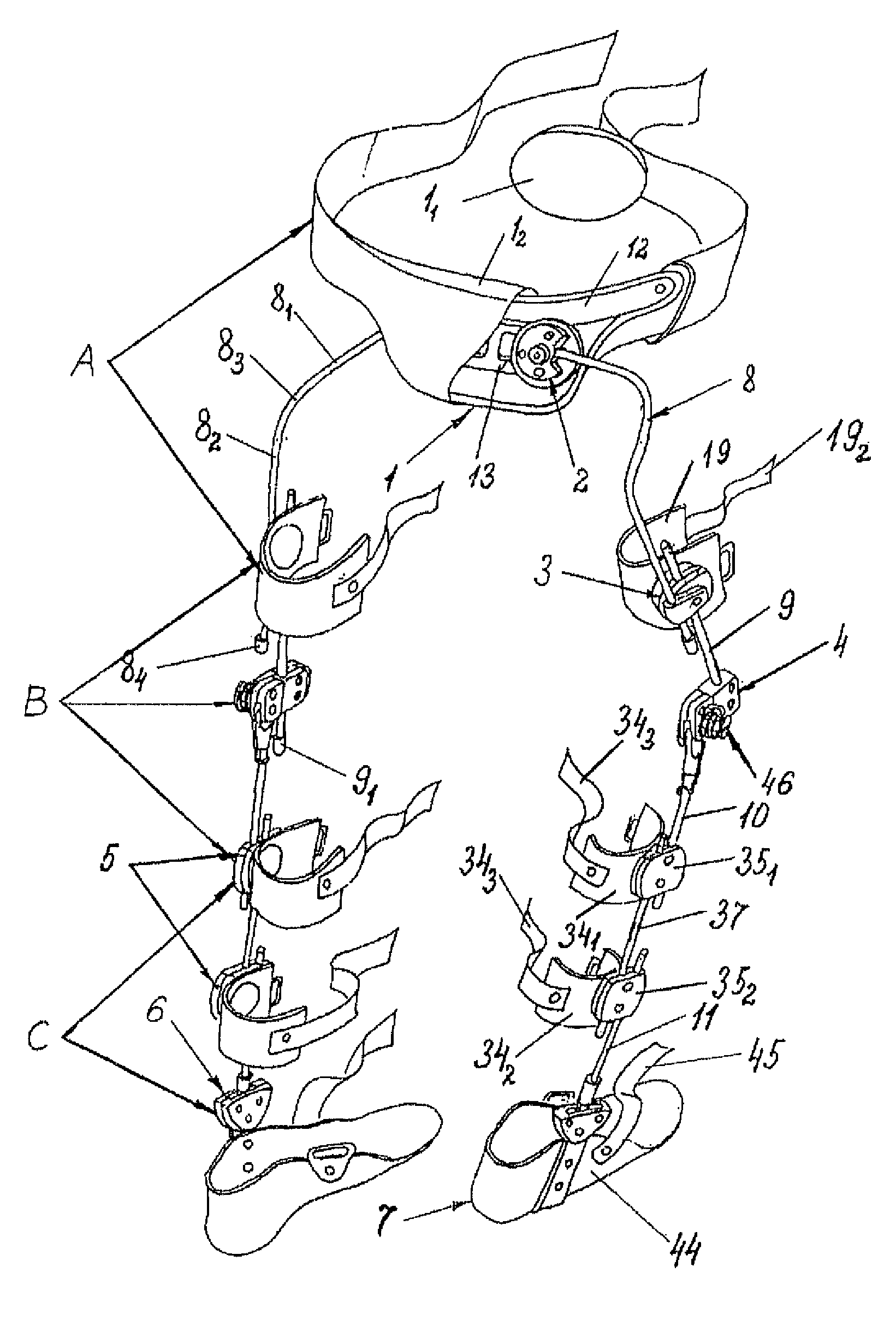 Method for correcting pathological configurations of segments of the lower extremities and device for realizing same
