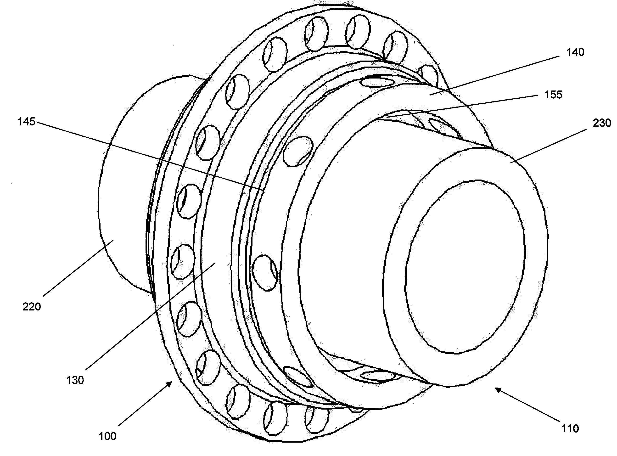 Differential pitch hammerless connection with hydraulic driving mechanism