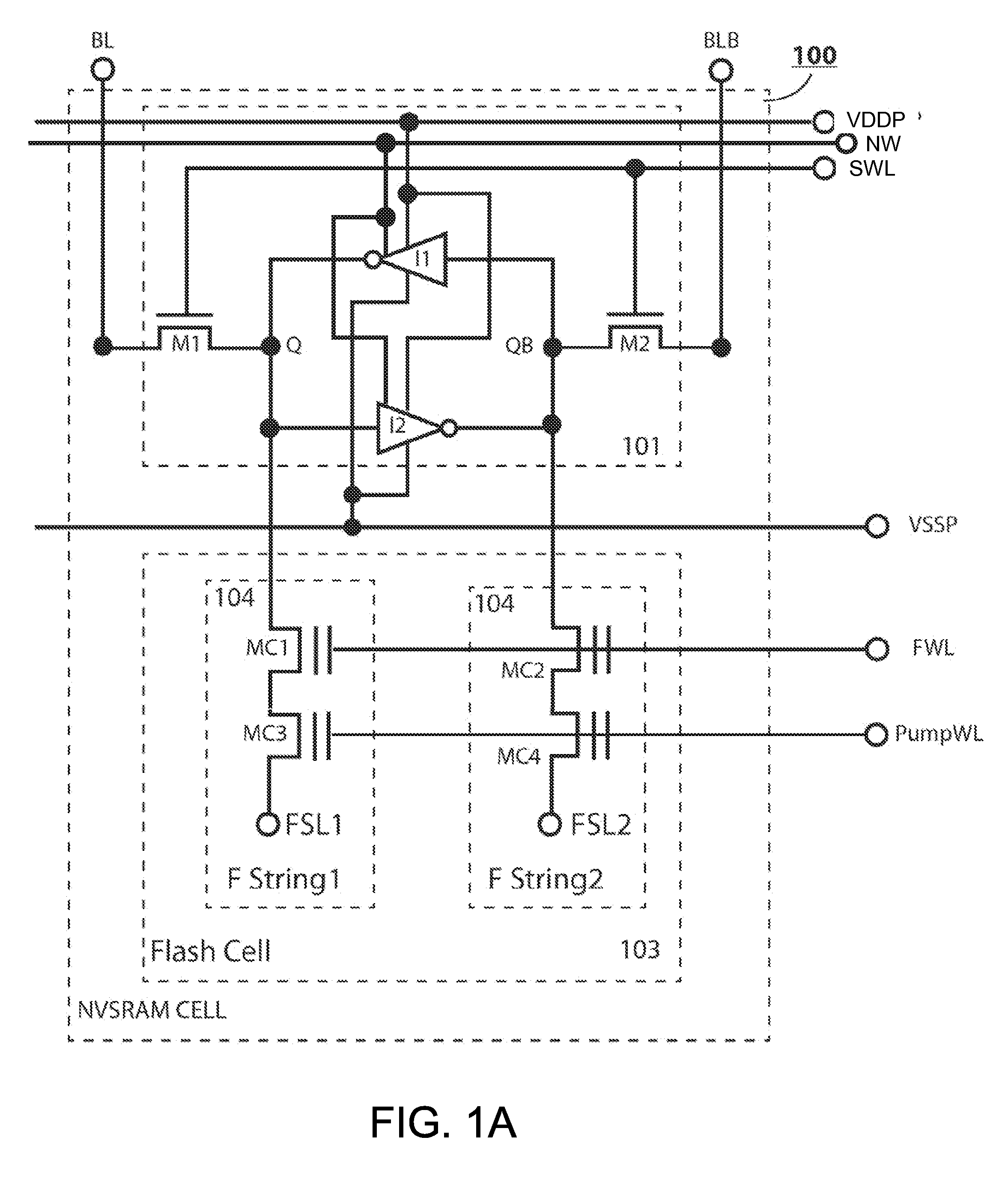 Pseudo-8t nvsram cell with a charge-follower