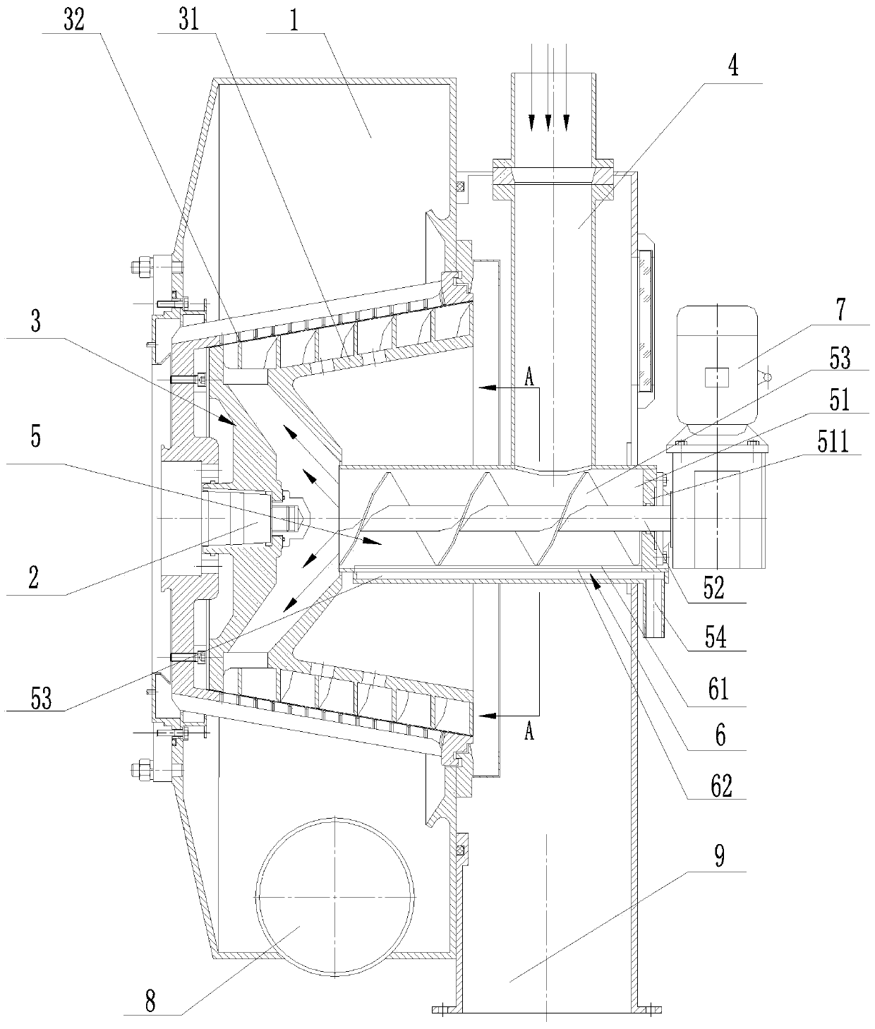 Filter-aid feeder on horizontal screw discharge filter centrifuge