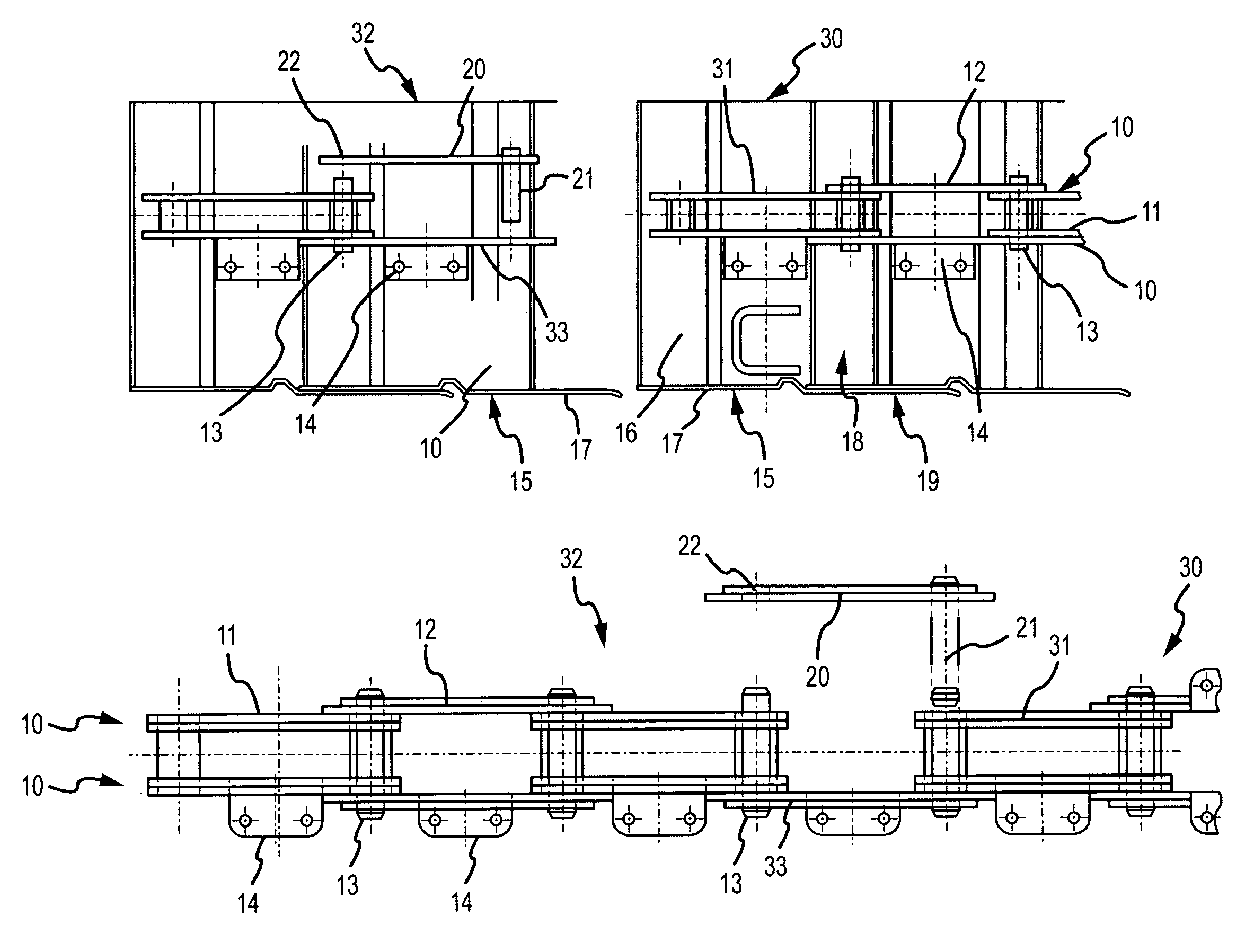 Plate conveyor having rapid assembly device