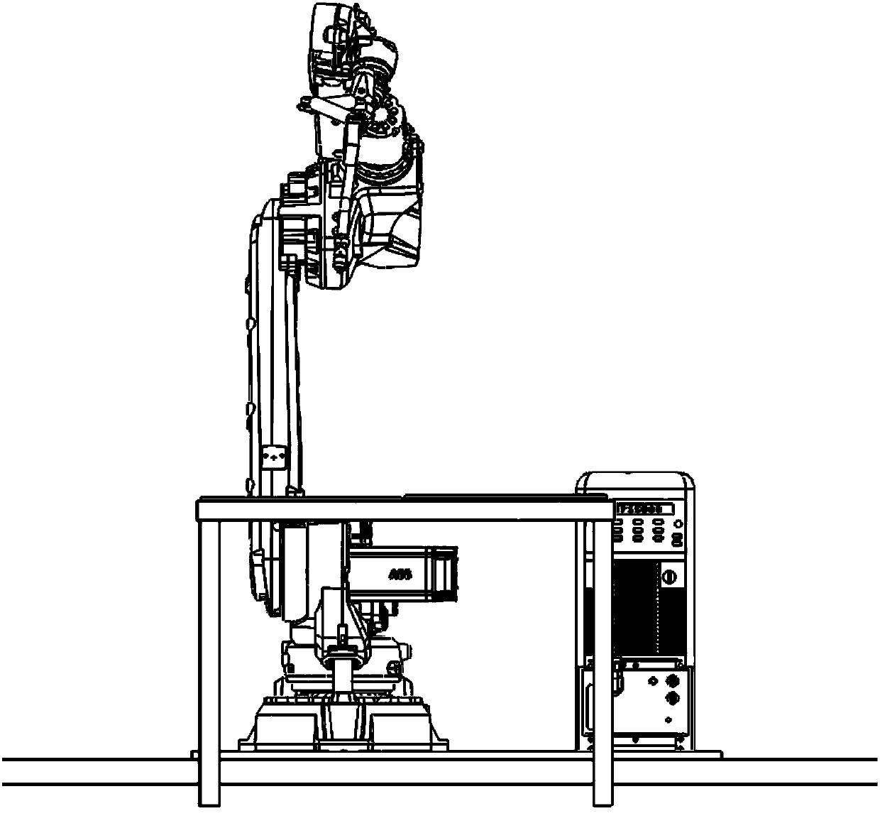 Robot automatic-welding device for single-face welding and dual-face forming of unequal-interval work piece
