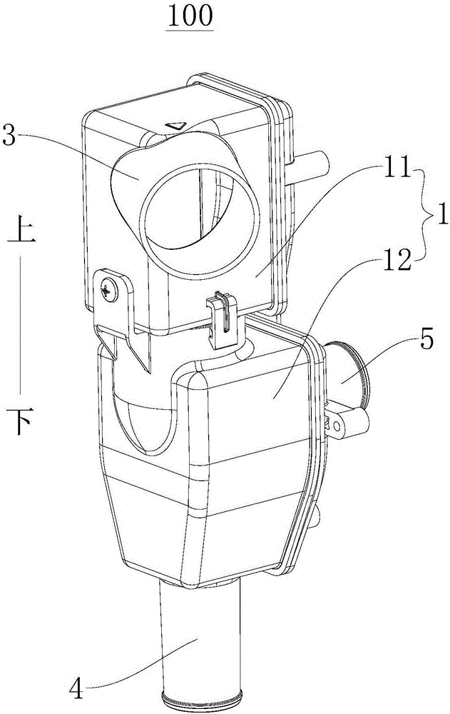 Three-way component used on washing and drying integral machine and washing and drying integral machine with same