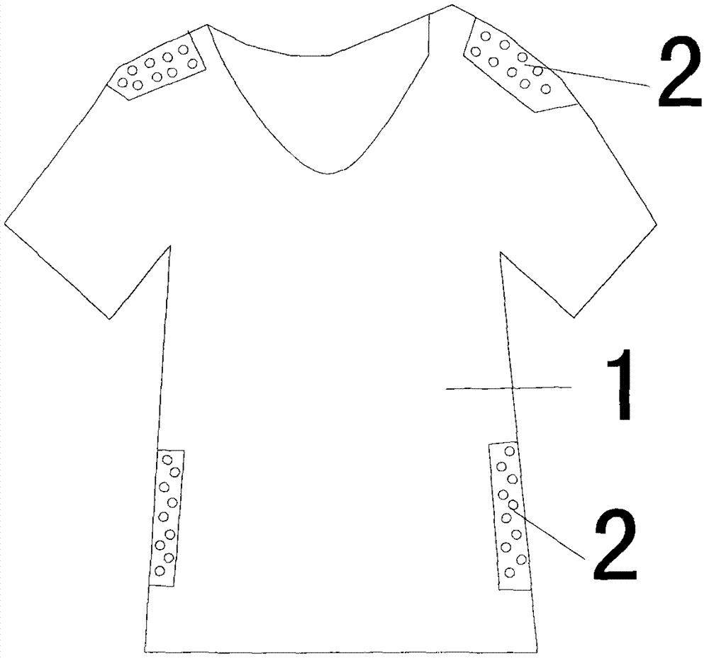 Microwave-absorbing short-sleeve shirt with mesh holes