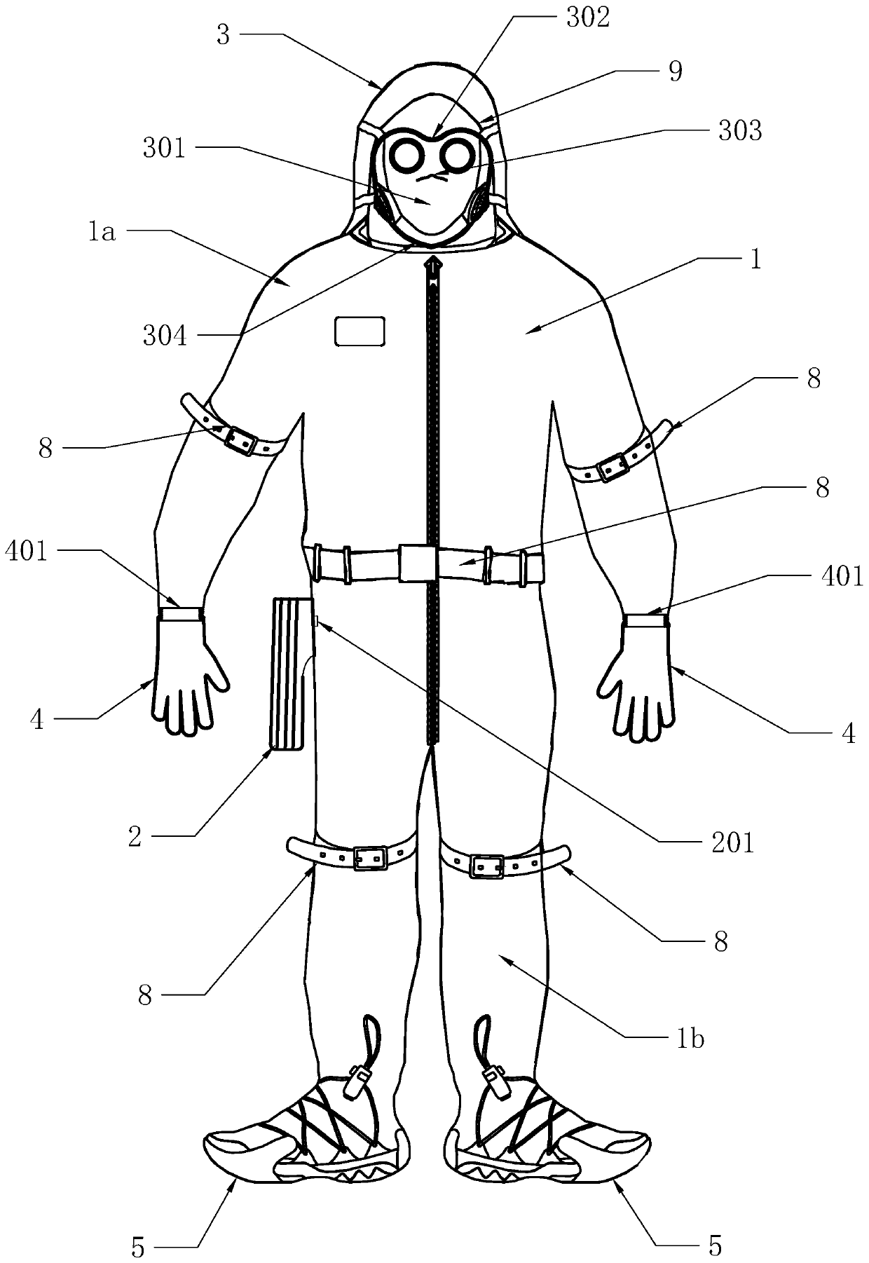 Protective clothing used in epidemic situation and breaking and detaching device thereof