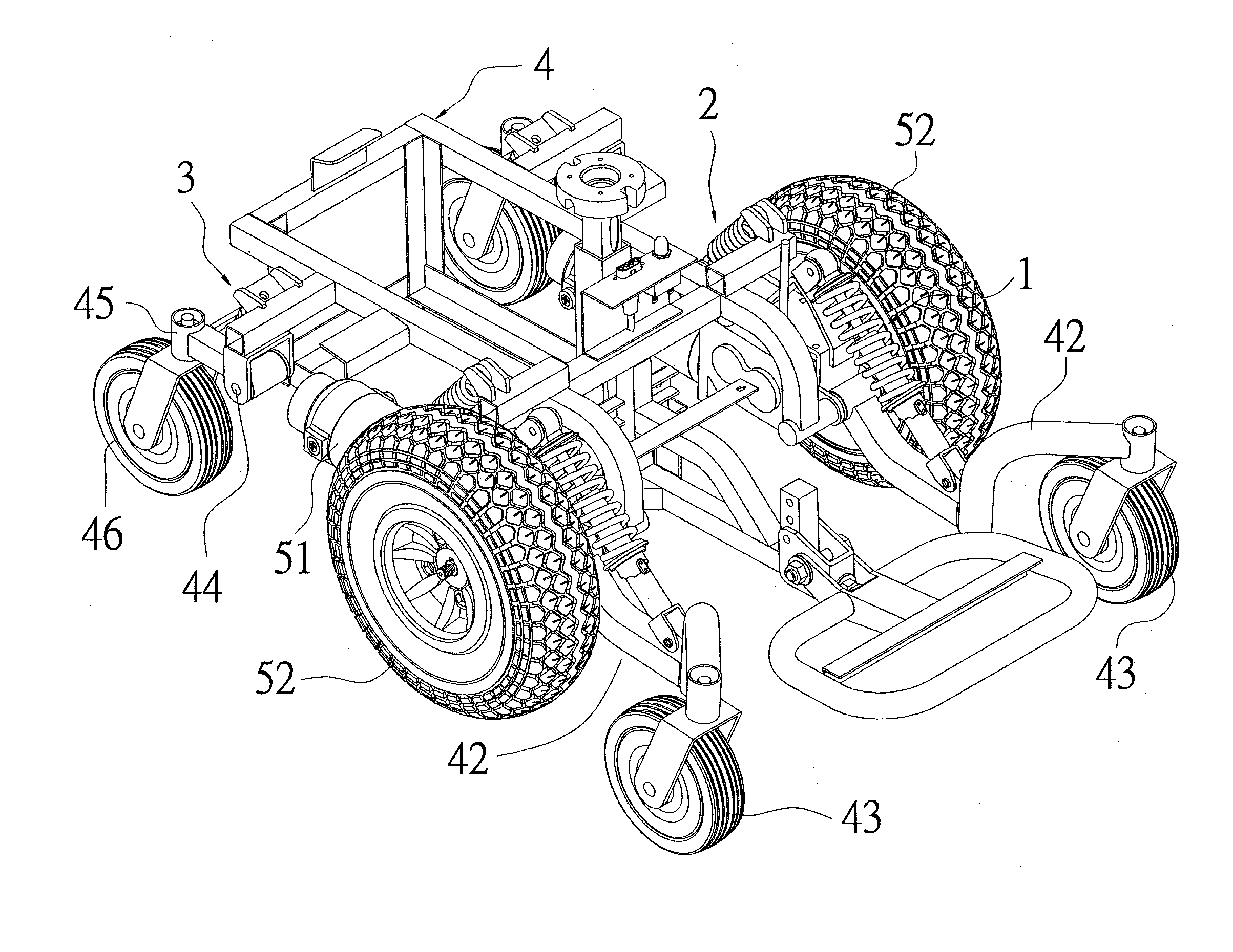 Suspension system for electric wheelchair