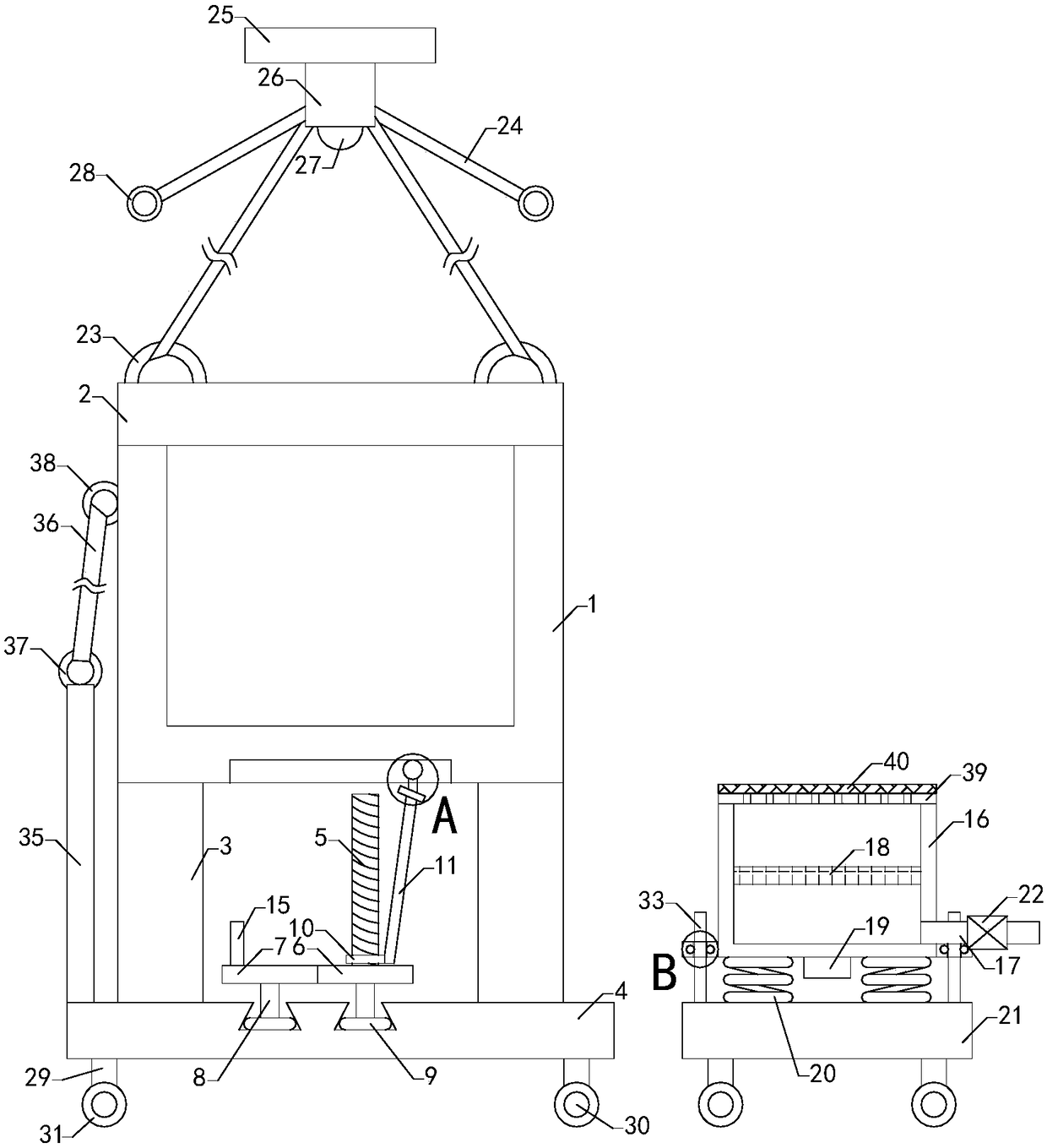 Hexagonal zinc impregnation furnace with convenient discharging