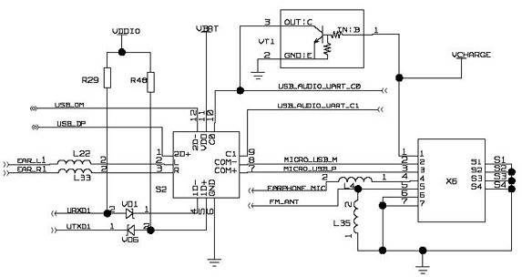 Mobile phone interface multiplexing circuit based on standard micro USB interface