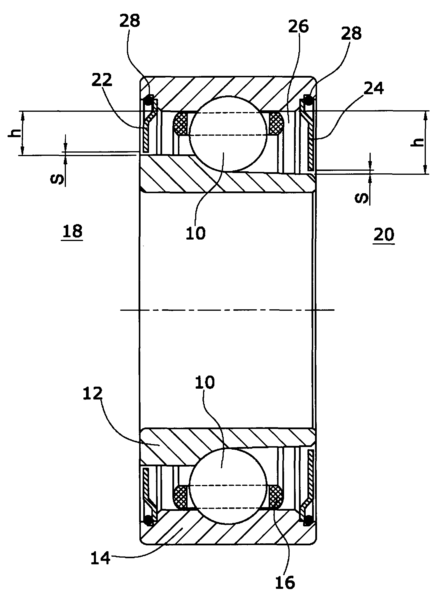 Use of a rolling-element bearing for bearing rotating components in vacuum devices and vacuum device