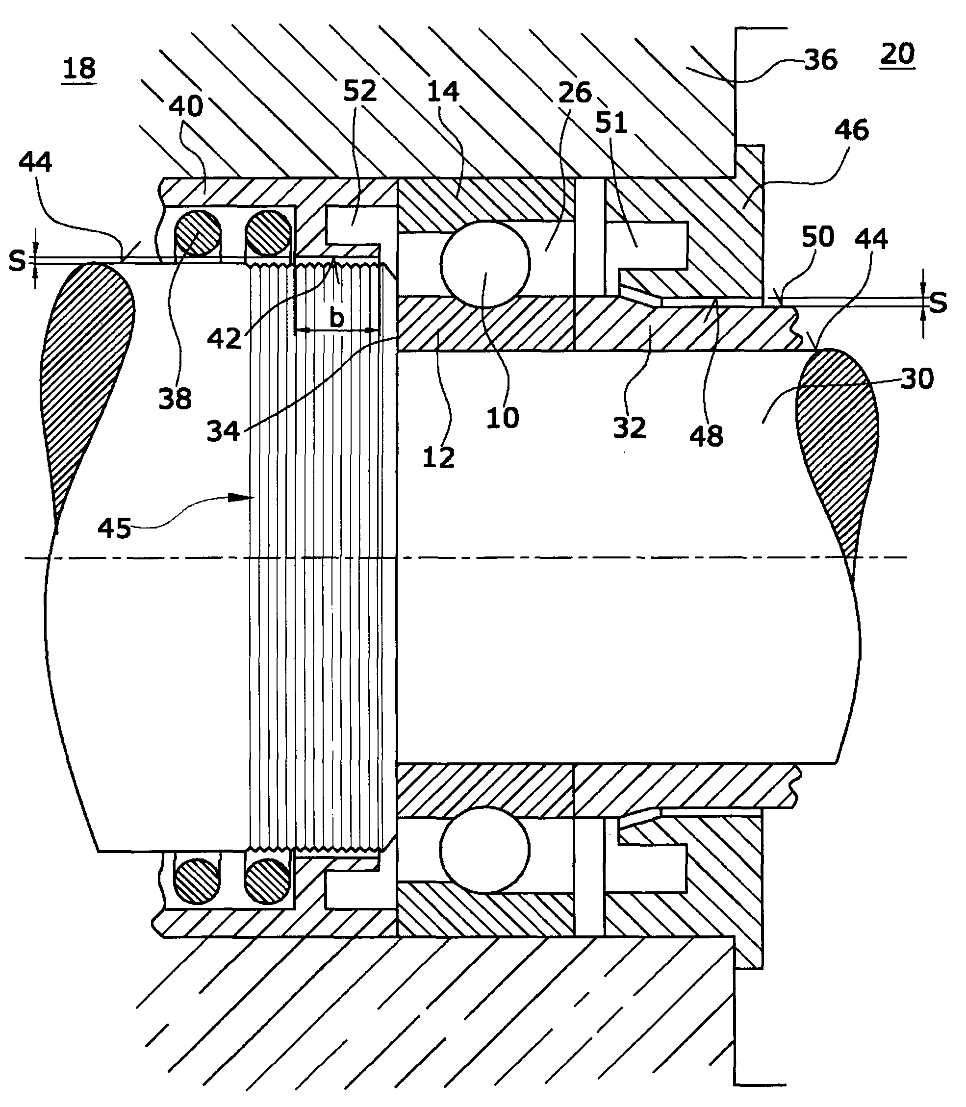 Use of a rolling-element bearing for bearing rotating components in vacuum devices and vacuum device
