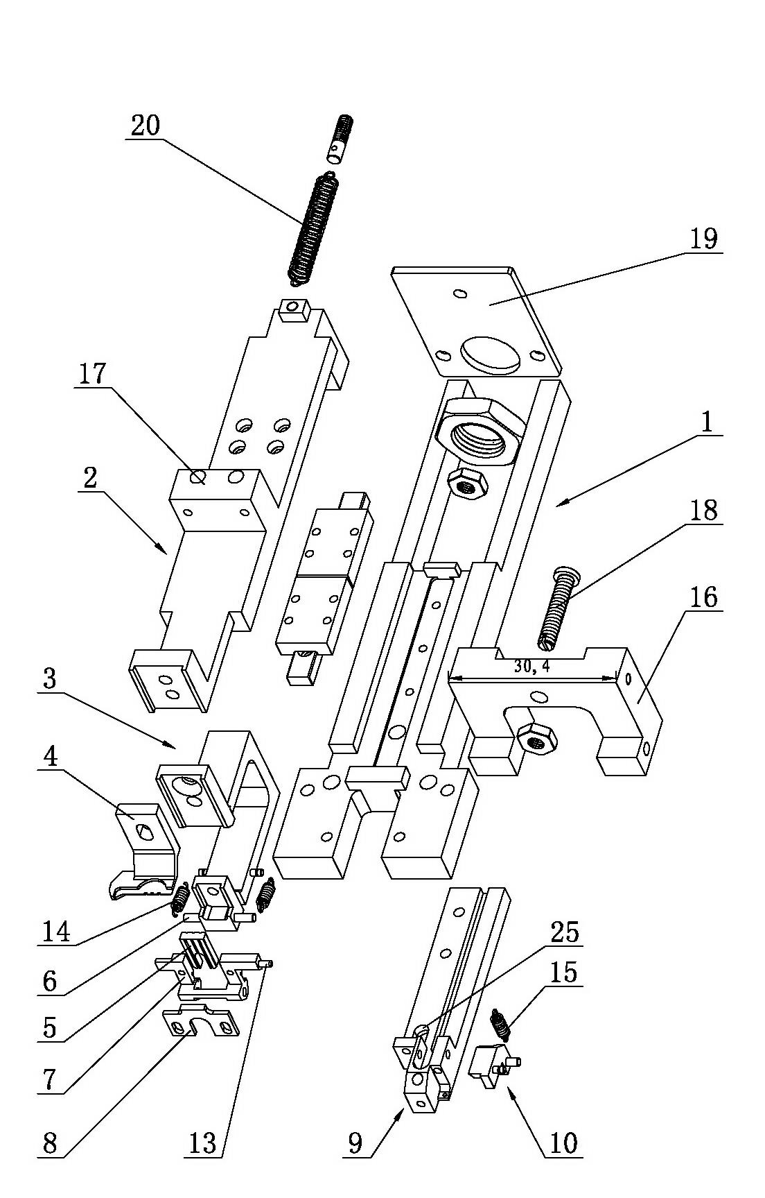 Clamping and opening/closing linkage mechanism for chain-clamp material discharging