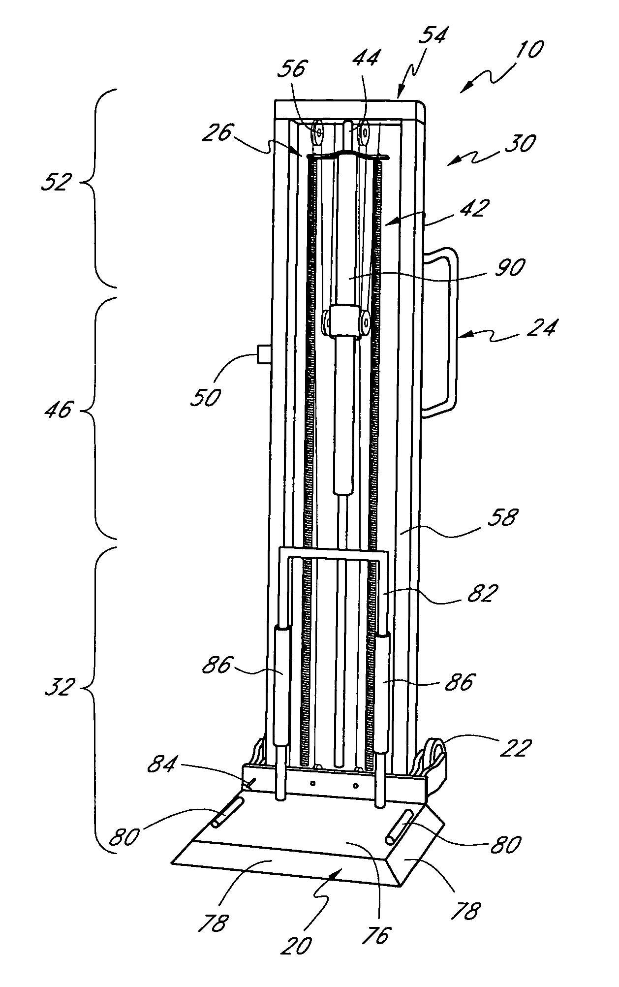Hand truck with vertically movable platform