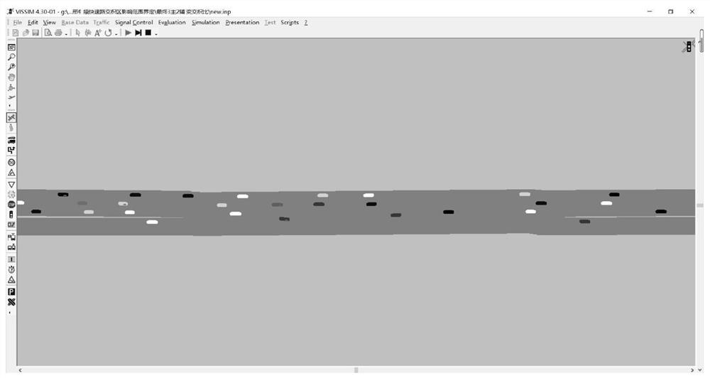 Urban expressway interleaving area dynamic influence range calculation method based on VISSIM simulation