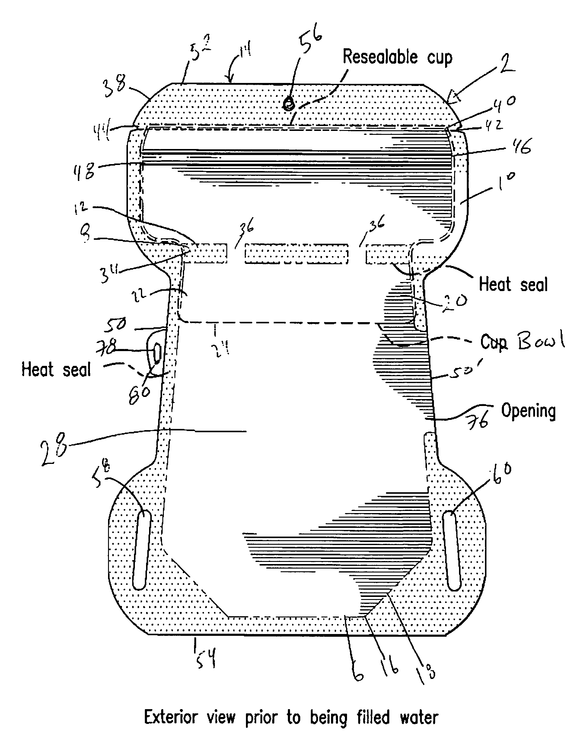 Resealable bowl-in-pouch arrangement and method