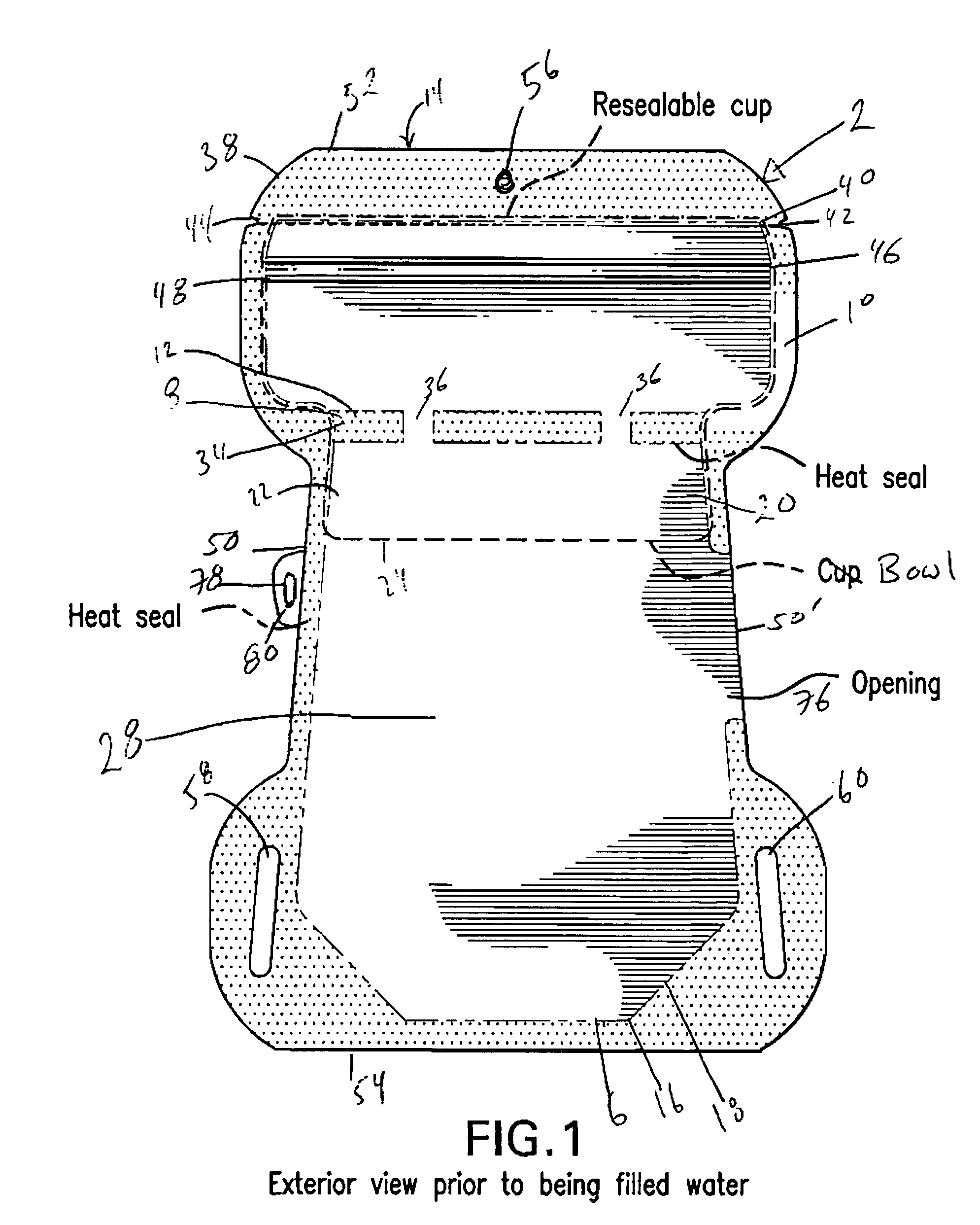 Resealable bowl-in-pouch arrangement and method