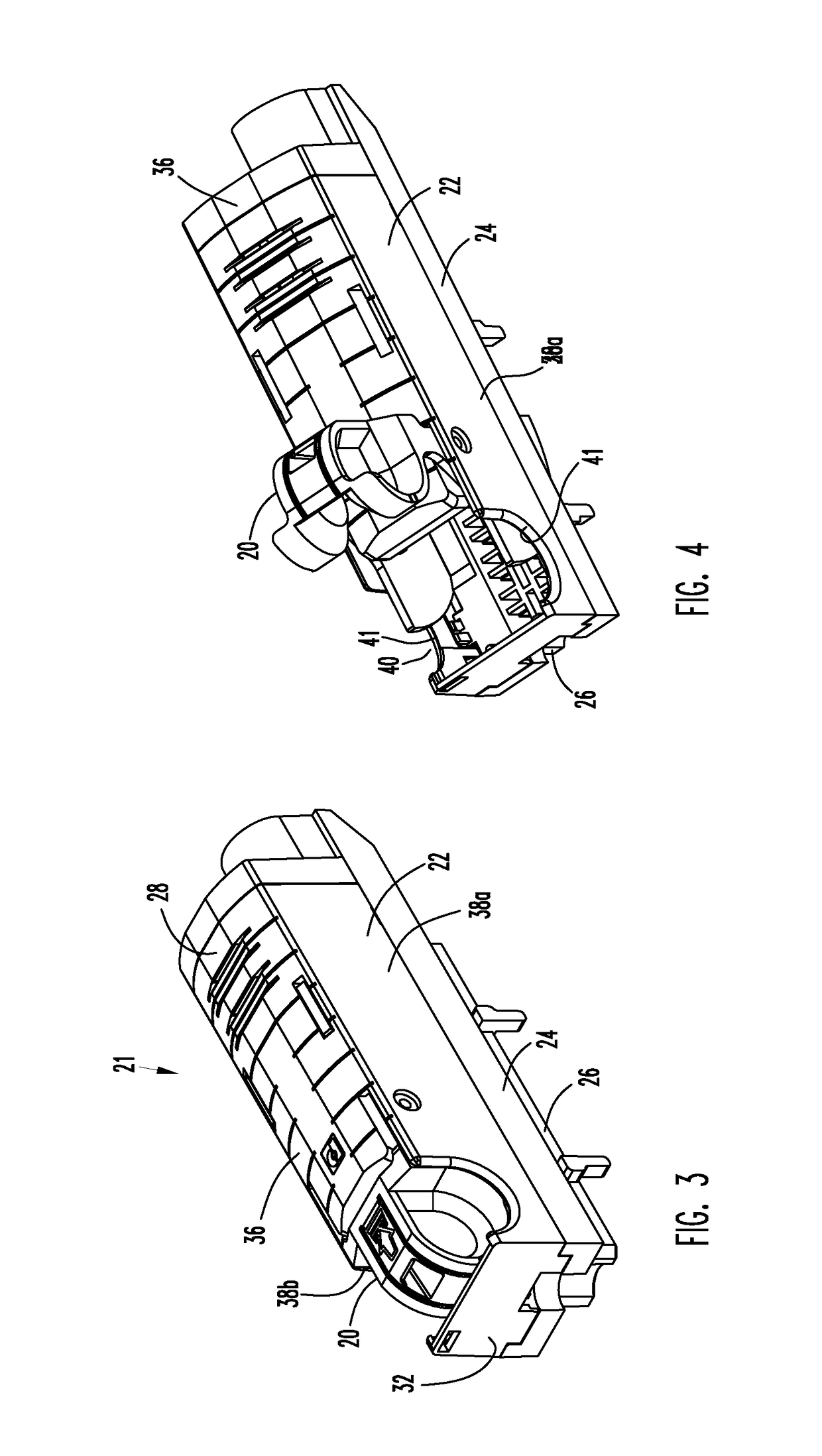 Lever-type electrical connector body and related electrical connector assembly