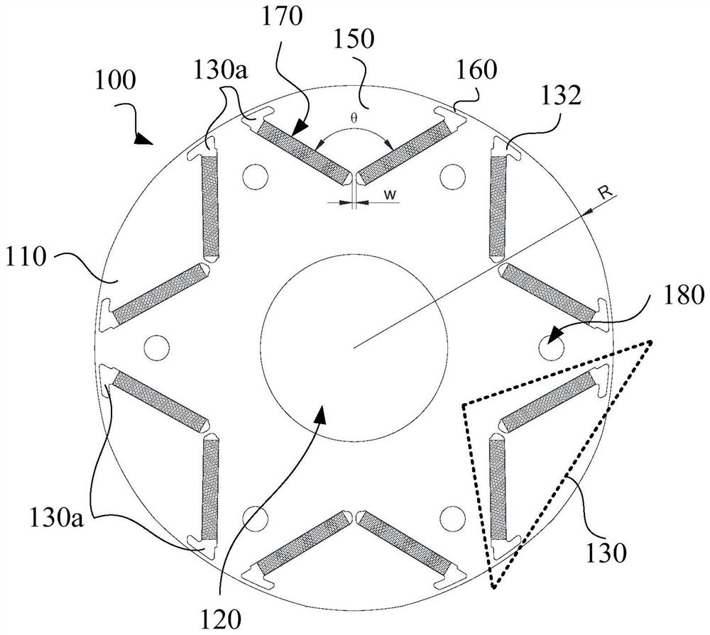 Rotor punching sheet, rotor iron core, motor and compressor