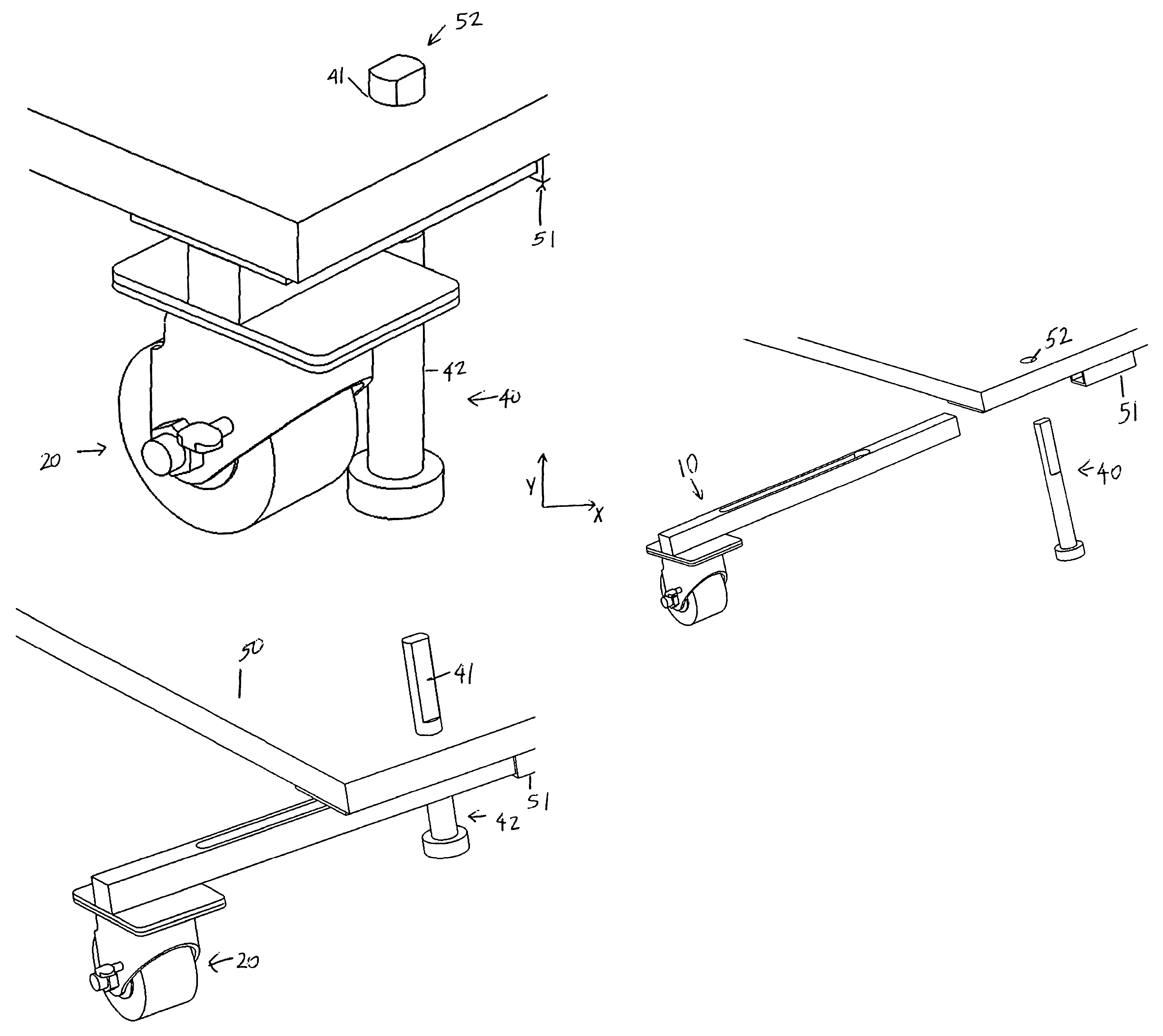 Forced extension caster assembly