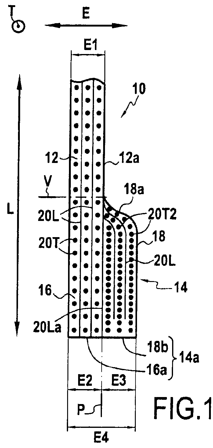 Fibrous structure forming a flange and a counter-flange