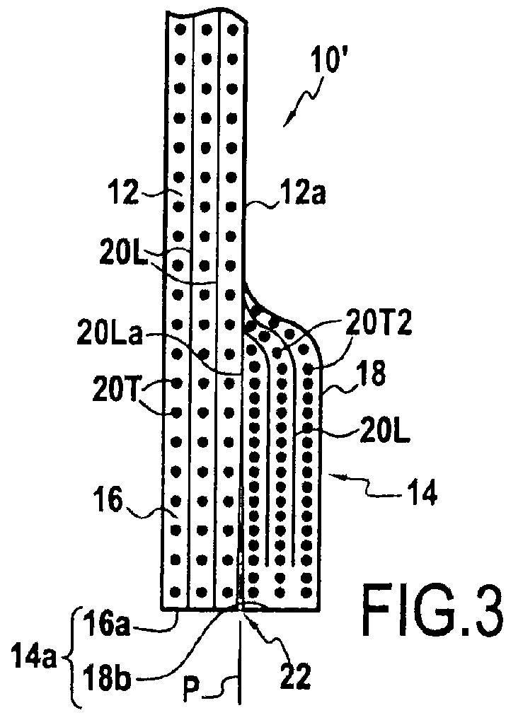 Fibrous structure forming a flange and a counter-flange