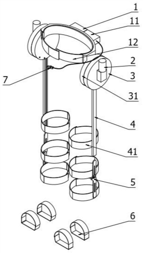 Assisted walking device based on ratchet wheel and pawl mechanism and worm wheel and worm speed reduction motor