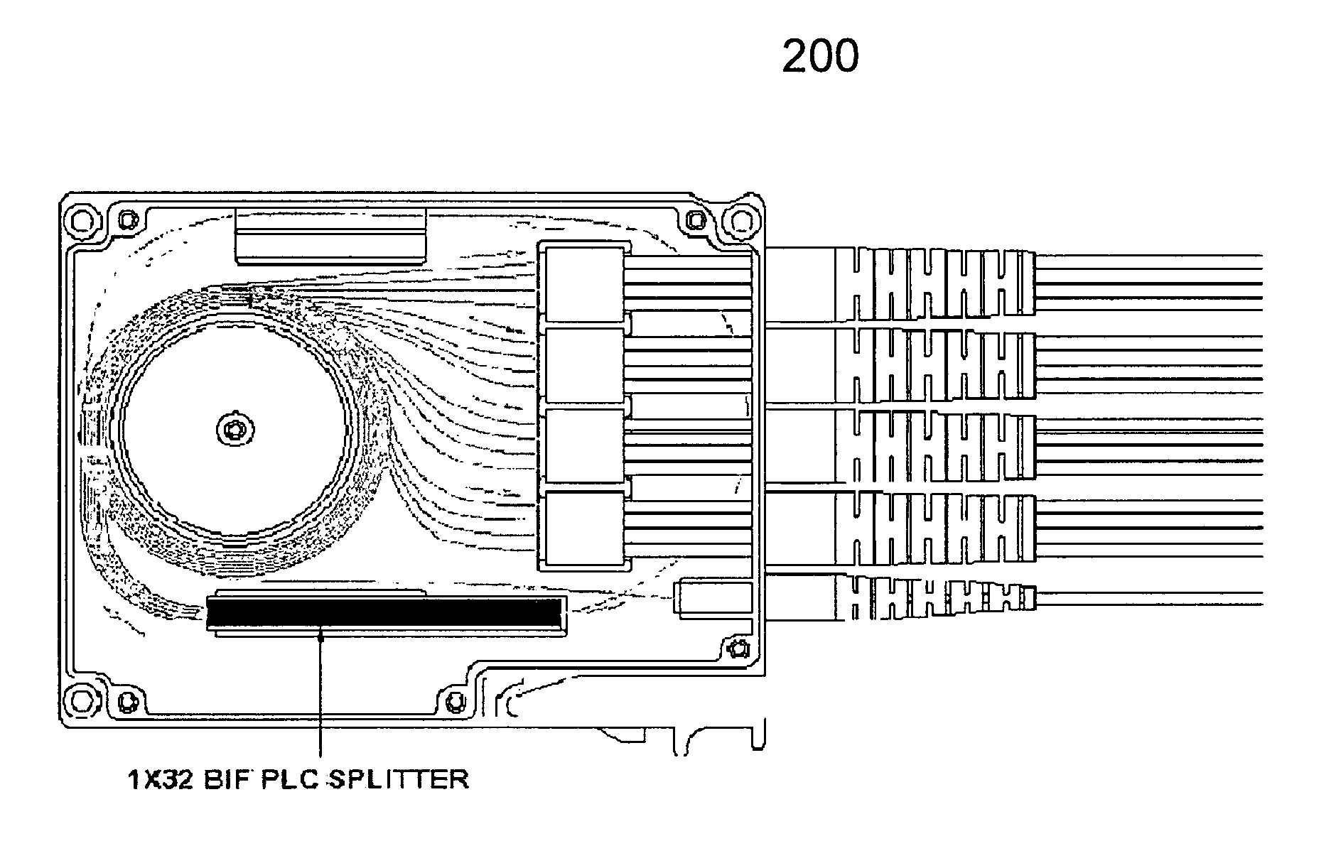 Structured fiber optic cassette with multi-furcated cable access