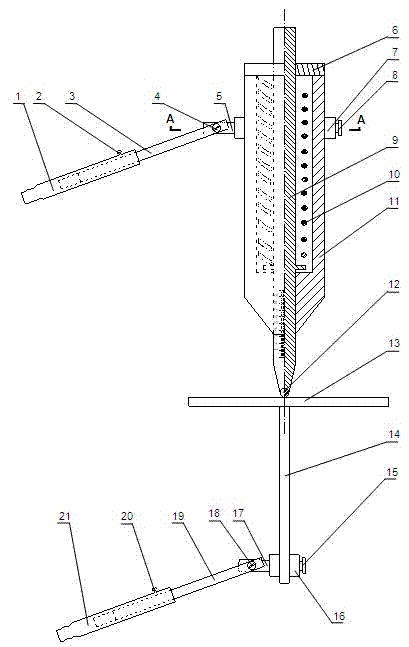 Space relative deformation measuring device for upper disc and lower disc of in-situ rock joint plane