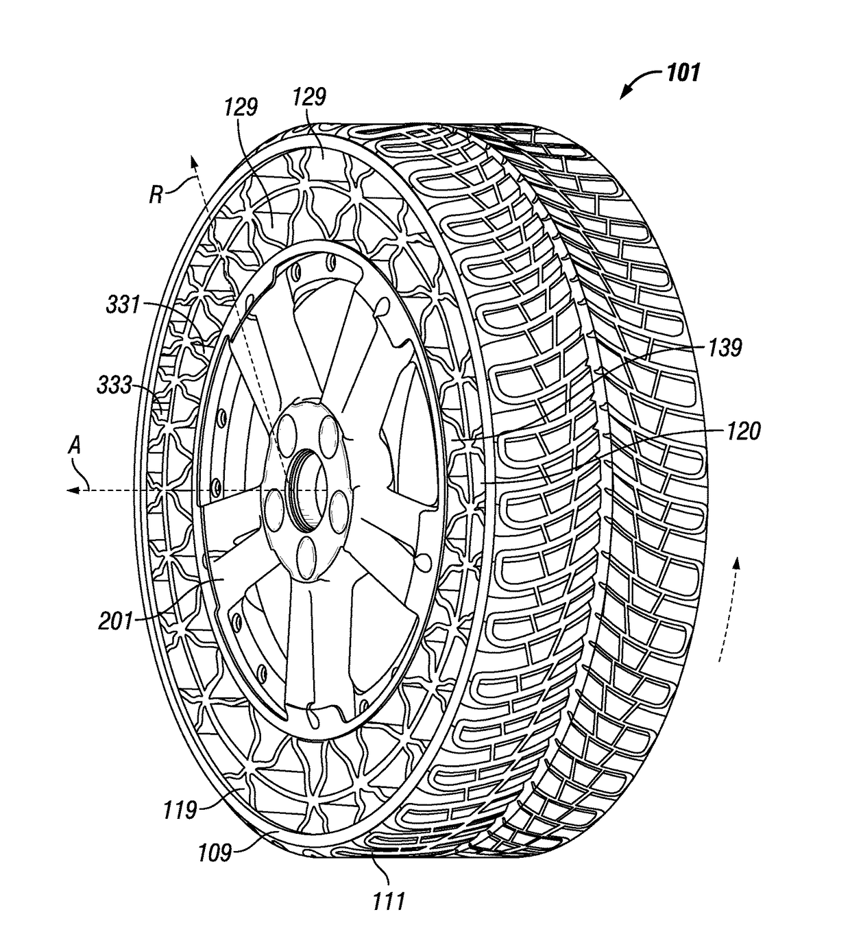 Non-pneumatic tire with multi-connection connecting elements