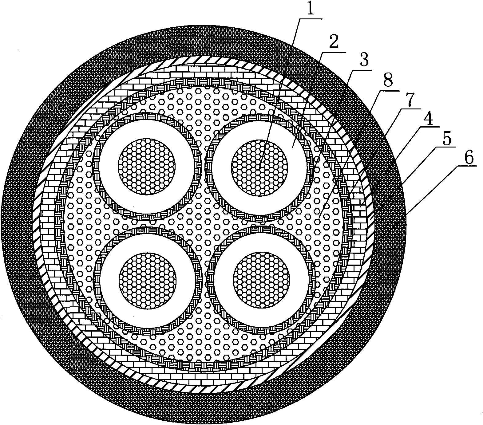 Waterproof stain-resistant rubber sheathed cable and manufacturing method thereof