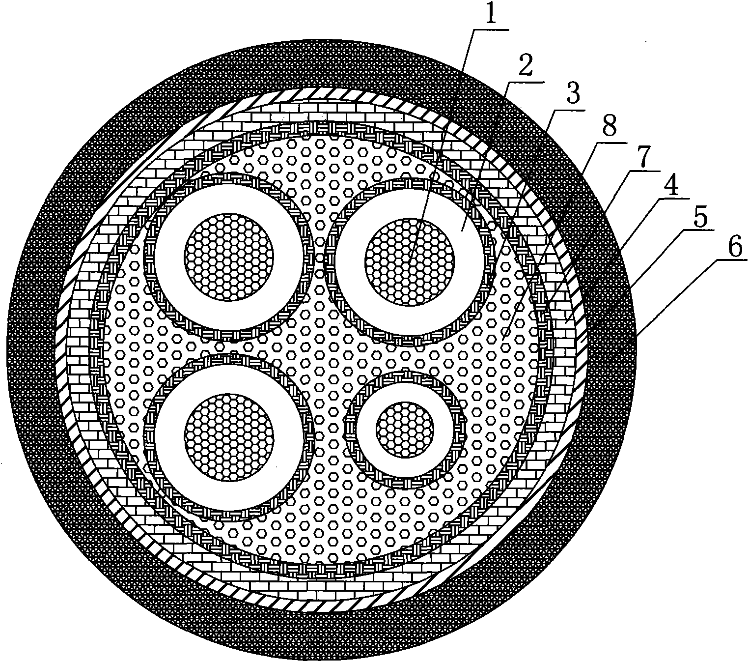 Waterproof stain-resistant rubber sheathed cable and manufacturing method thereof