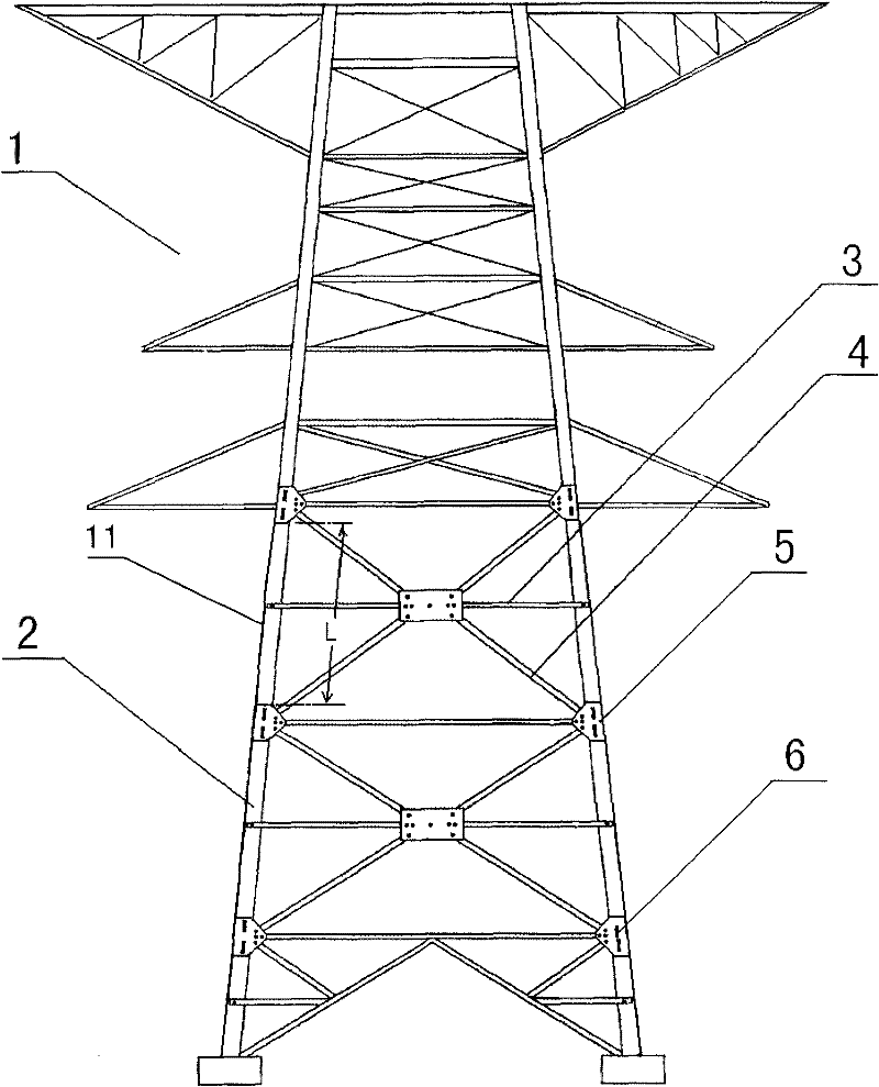 Method for reinforcing transmission line iron tower