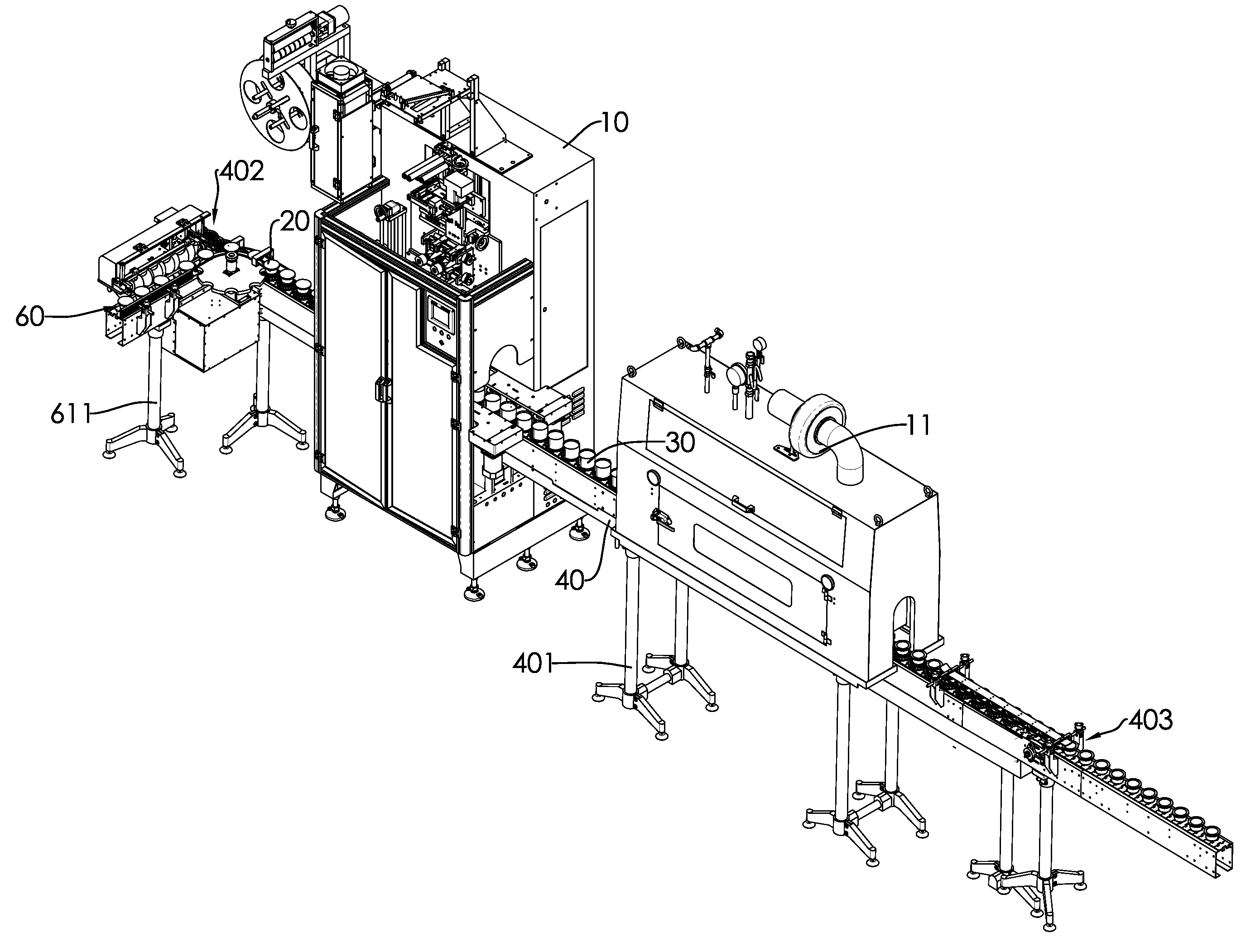 Conveying device for labeling machine