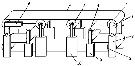 An angle adjustment device of a conveyor for construction machinery production